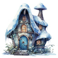 Watercolor Winter Houses Fabric Panel 46