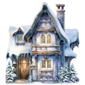 Watercolor Winter Houses Fabric Panel 5