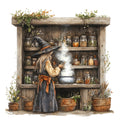 Watercolor Witch Fabric Panel 11