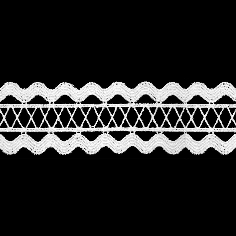 Wave Trim with Lattice Center, 1 1/2-inch X 5 Yard Roll – Decorative Scalloped Trim for Apparel & Home Décor