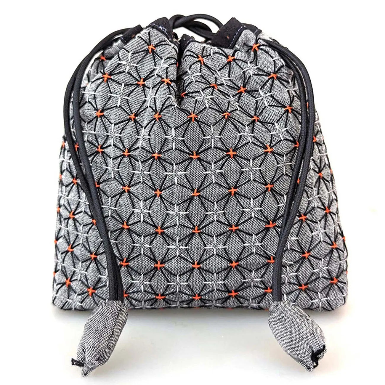 Weaving Sashiko Koki Drawstring Bag Half Kit Black