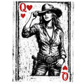 Western Queen of Hearts Fabric Panel 1
