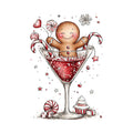 Whimsical Christmas Cocktail Fabric Panel 2