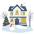 Whimsical Christmas House Fabric Panel 17