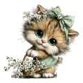 Whimsical Spring Cat Fabric Panel 11