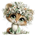 Whimsical Spring Cat Fabric Panel 12