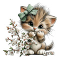 Whimsical Spring Cat Fabric Panel 13