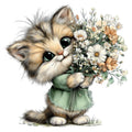 Whimsical Spring Cat Fabric Panel 14