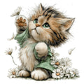 Whimsical Spring Cat Fabric Panel 2