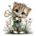 Whimsical Spring Cat Fabric Panel 25