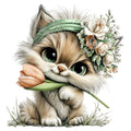 Whimsical Spring Cat Fabric Panel 30