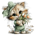 Whimsical Spring Cat Fabric Panel 31
