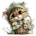 Whimsical Spring Cat Fabric Panel 4