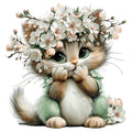 Whimsical Spring Cat Fabric Panel 7