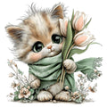 Whimsical Spring Cat Fabric Panel 9