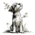 Whimsical Spring Dogs Fabric Panel 15