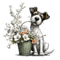 Whimsical Spring Dogs Fabric Panel 16