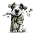 Whimsical Spring Dogs Fabric Panel 19