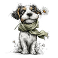 Whimsical Spring Dogs Fabric Panel 2