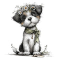 Whimsical Spring Dogs Fabric Panel 30