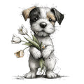 Whimsical Spring Dogs Fabric Panel 33
