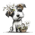 Whimsical Spring Dogs Fabric Panel 43