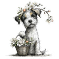Whimsical Spring Dogs Fabric Panel 44