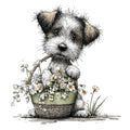 Whimsical Spring Dogs Fabric Panel 46