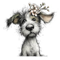 Whimsical Spring Dogs Fabric Panel 47