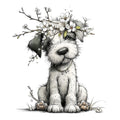 Whimsical Spring Dogs Fabric Panel 8