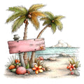 Whimsical Summer Beach Fabric Panel 29