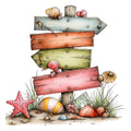 Whimsical Summer Beach Fabric Panel 35
