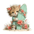 Whimsical Summer Cat Fabric Panel 13