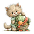 Whimsical Summer Cat Fabric Panel 18