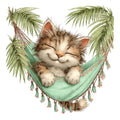 Whimsical Summer Cat Fabric Panel 25