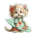 Whimsical Summer Cat Fabric Panel 28