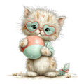 Whimsical Summer Cat Fabric Panel 31