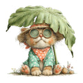 Whimsical Summer Cat Fabric Panel 33