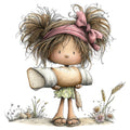 Whimsical Summer Girl Fabric Panel 5