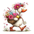 Whimsical Summer Goose Fabric Panel 14