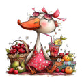Whimsical Summer Goose Fabric Panel 48