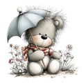 Whimsical Summer Teddy Bear Fabric Panel 1