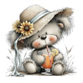 Whimsical Summer Teddy Bear Fabric Panel 4