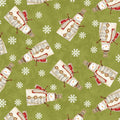 White Christmas - Musical Snowman - Green 44" / 45" Fabric Per Yard