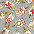 White Christmas - Tossed Tags - Grey 44" / 45" Fabric Per Yard