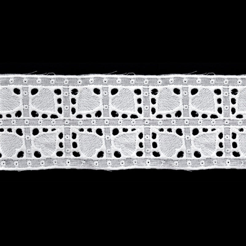 White Floral Heart Eyelet Lace Trim, 2 3/8-in X 5 Yards  – Lace Ribbon for Sewing, Crafts & Garments – 5 Yard Roll