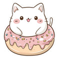 White Kawaii Cat Fabric Panel 13