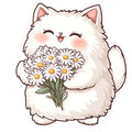 White Kawaii Cat Fabric Panel 16