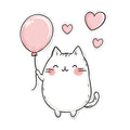White Kawaii Cat Fabric Panel 18