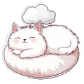 White Kawaii Cat Fabric Panel 2